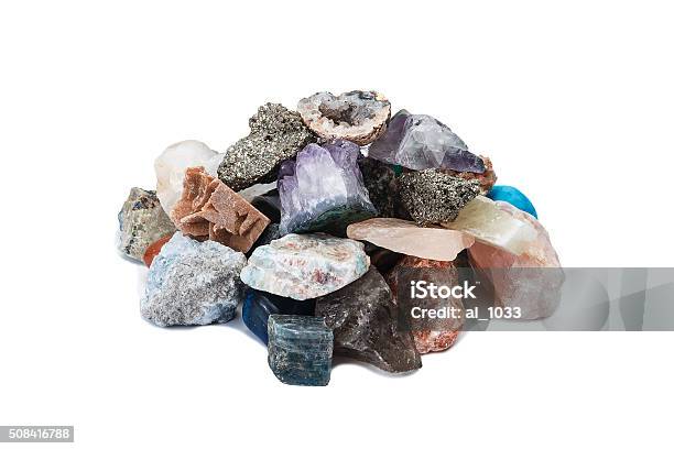 Small Handful Of Samples Of Rocks Minerals Stock Photo - Download Image Now - Art, Art And Craft, Beauty In Nature