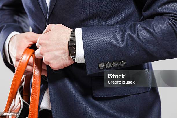 Elegant Businessman Wearing Jacket Close Up Of Hands Stock Photo - Download Image Now