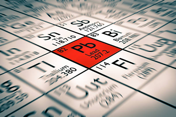 Focus on bad lead chemical element stock photo