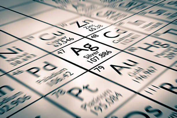 Focus on Silver chemical element stock photo