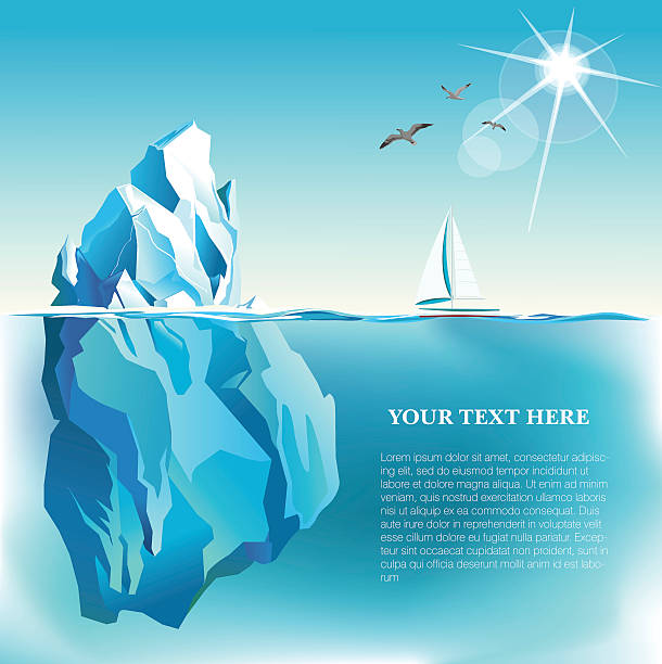 ilustrações, clipart, desenhos animados e ícones de vetor cartaz de vista à beira-mar com alface americana e iate - iceberg ice mountain arctic