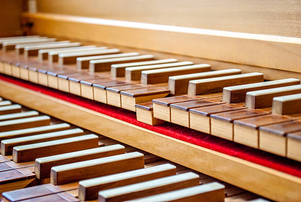Harpsichord keyboard focus stock photo