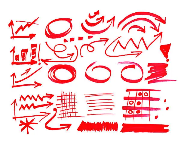 Red pen drawn marks