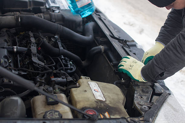 istock man repairing a car in winter 508422332