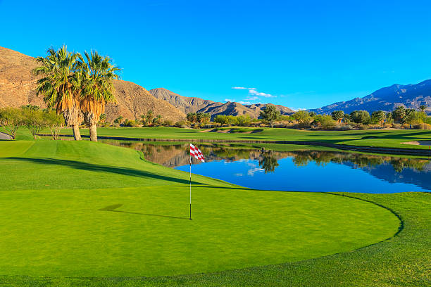 поле для гольфа, расположенных в палм-спрингс, штат калифорния - lawn desert golf california стоковые фото и изображения