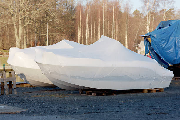 New boats in plastic casing