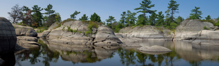 Panorama of Canadian Shield rocks in the French River