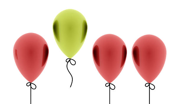 istock Many red balloons one is green rendered isolated 508426229