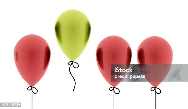 Many Red Balloons One Is Green Rendered Isolated Stock Photo - Download Image Now - Anniversary, Balloon, Birthday