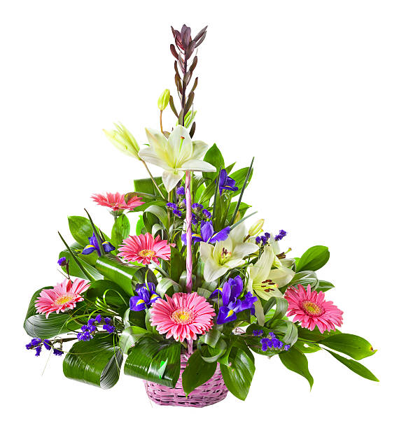 istock Bright flower bouquet in basket 508427669