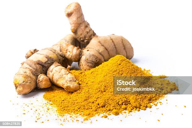 Fresh Turmeric Isolated On White Stock Photo - Download Image Now - Turmeric, Curcumin, Root