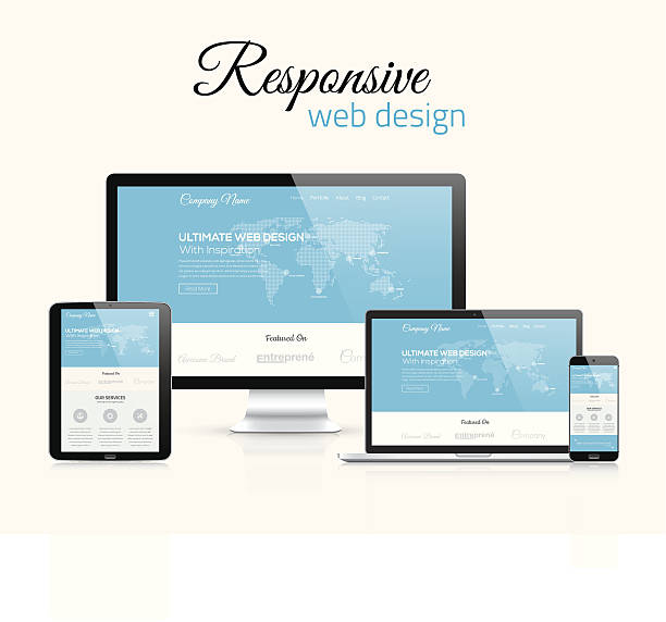 responsive web design in modern flat vector style concept image - 網頁設計員 幅插畫檔、美工圖案、卡通及圖標