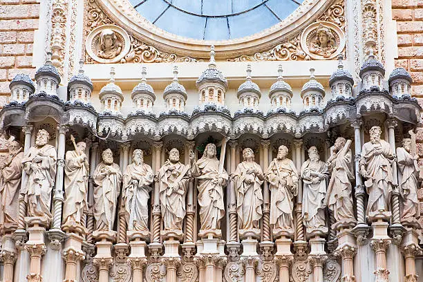 Detail of the facade of Montserrat Monastery in Catalonia, Spain.