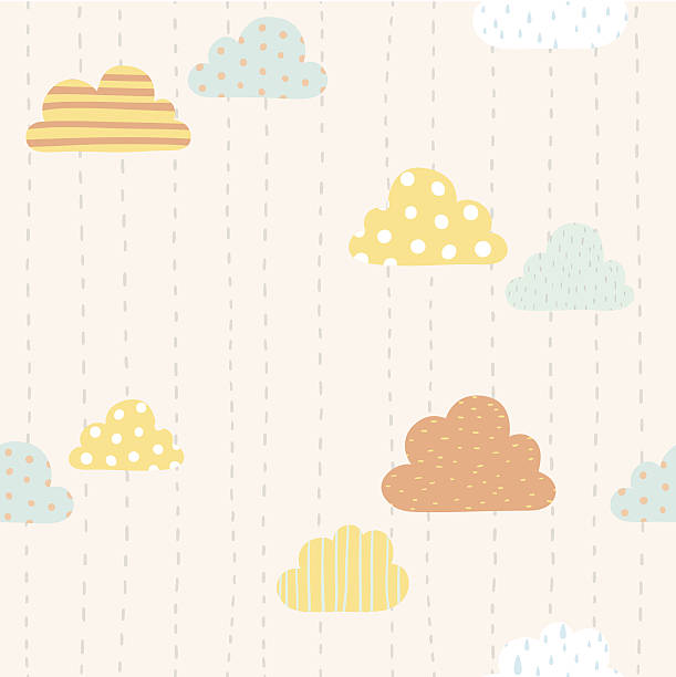 illustrazioni stock, clip art, cartoni animati e icone di tendenza di nuvole divertente motivo - rain pattern striped water