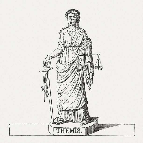 themis der antiken griechischen titaness - justitia stock-grafiken, -clipart, -cartoons und -symbole