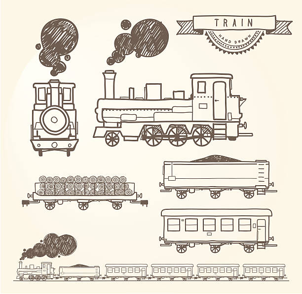 Doodle train Most of lines are not merged. EPS8. clip art of how to draw a train stock illustrations
