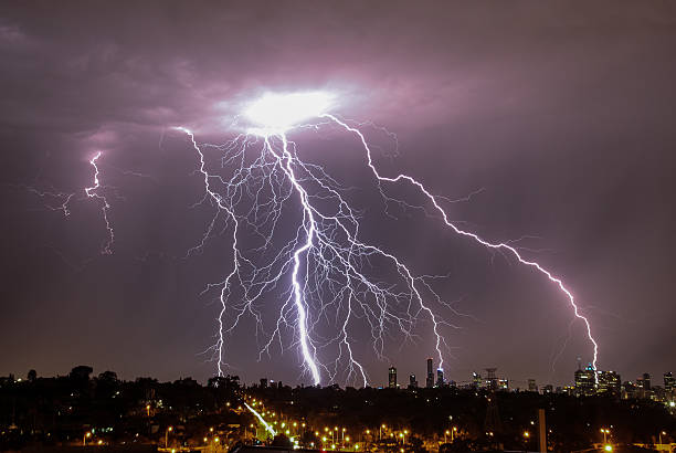 istock Lightning over city skyline 508450526