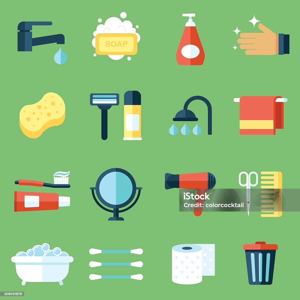 Hygiene icons Vector set of personal hygiene icons. Flat design style. Icon Symbol stock vector