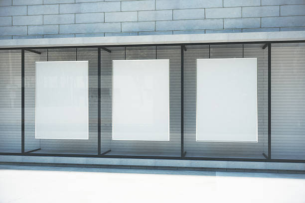 istock Blank white posters in glassy showcase on the street 508452930
