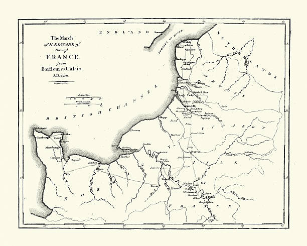 istock Map of Edward III route through France 508453440