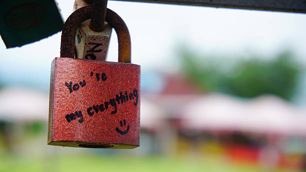istock Red lock that have phrase you are my everything written 508456960