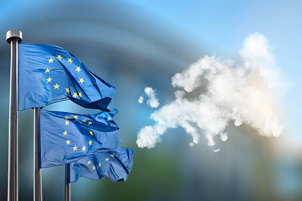 istock European union flags and map of Europe 508458114