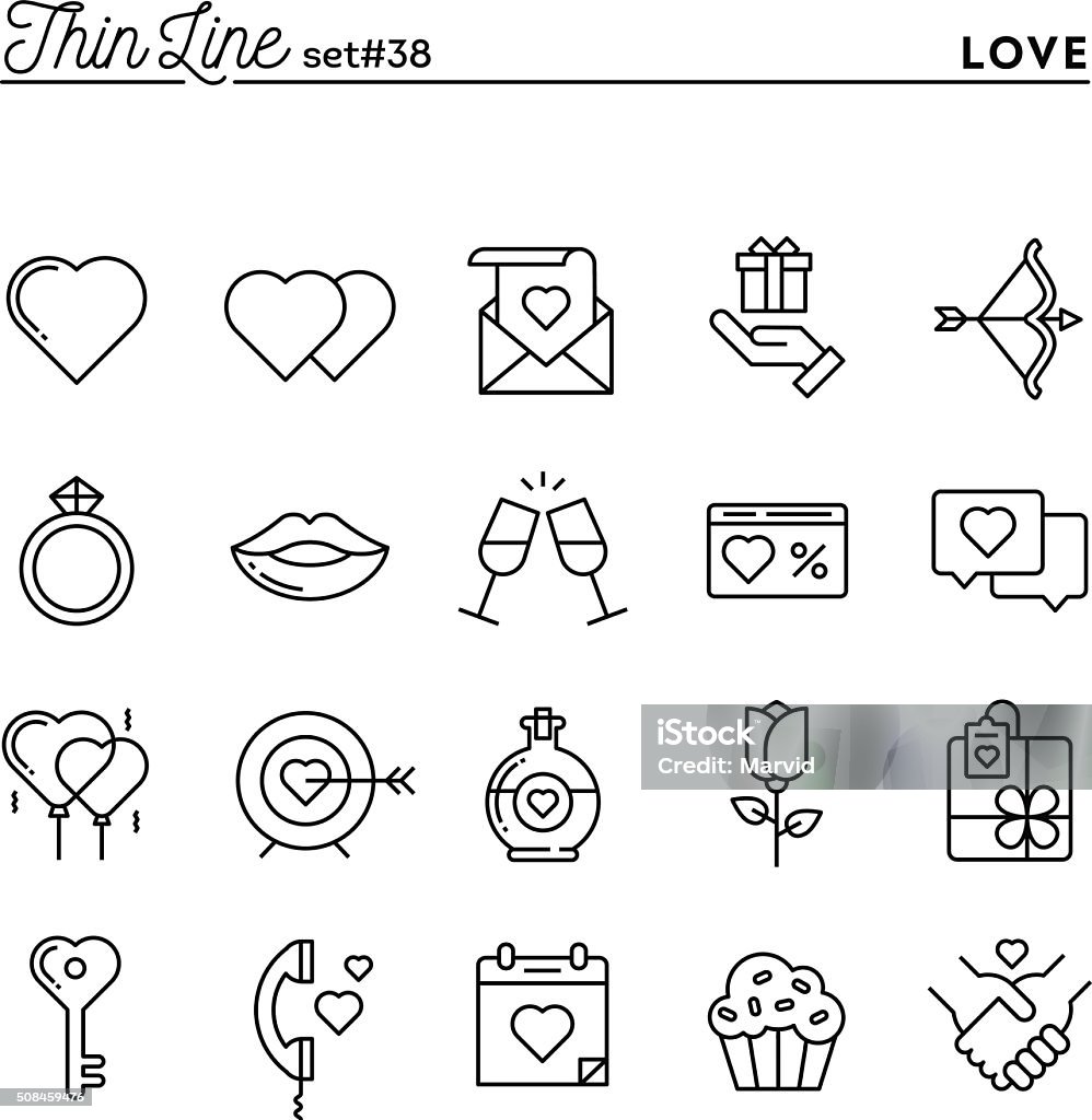 Love, Valentine's day, dating, romance and more, thin line icons Love, Valentine's day, dating, romance and more, thin line icons set, vector illustration Celebratory Toast stock vector