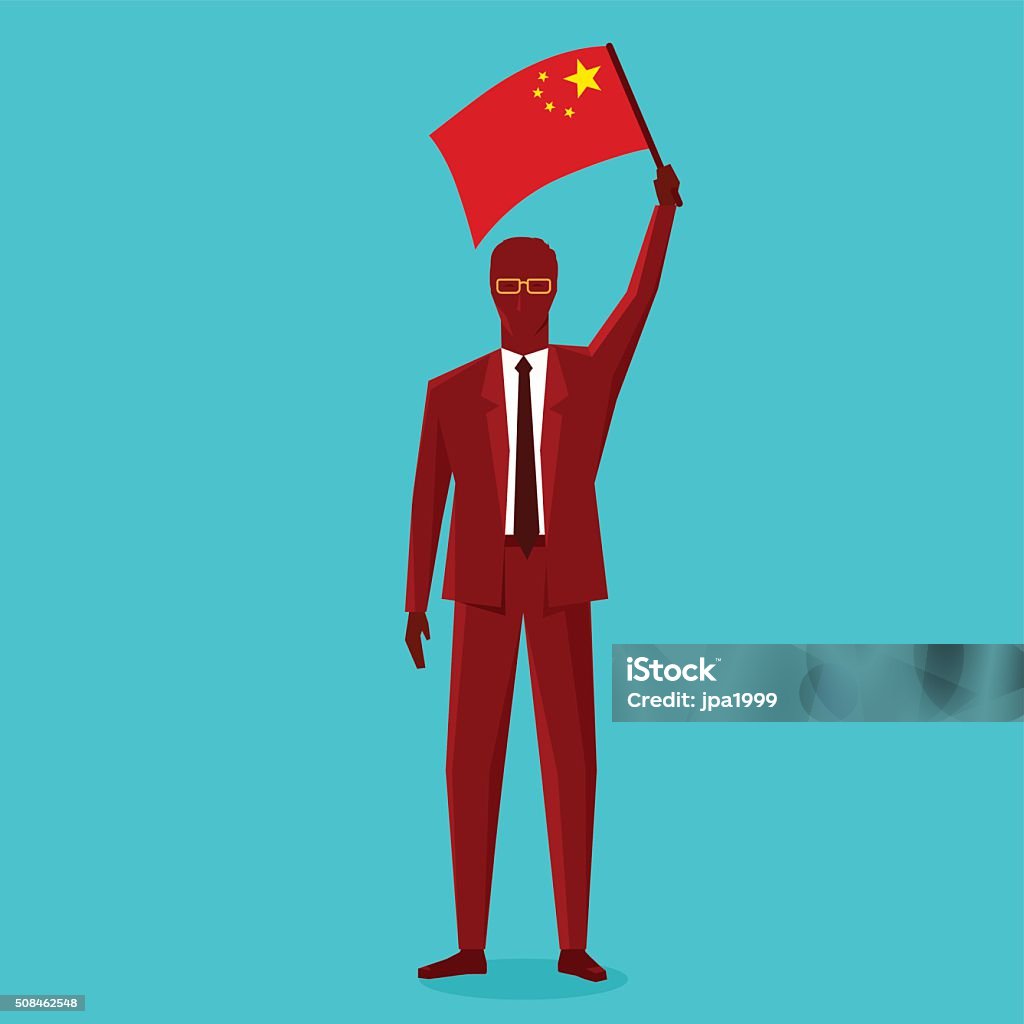 Chinese business man with flag of china Adult stock vector