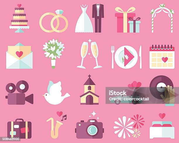 Wedding Icons Stock Illustration - Download Image Now - Wedding, Icon Symbol, Married