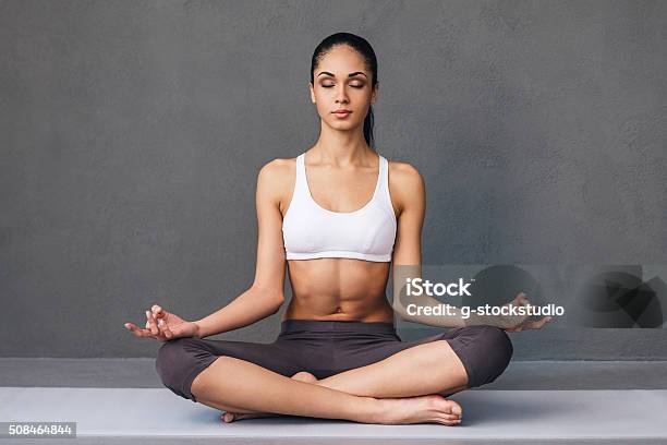Long Breath In Stock Photo - Download Image Now - Yoga, Women, Meditating