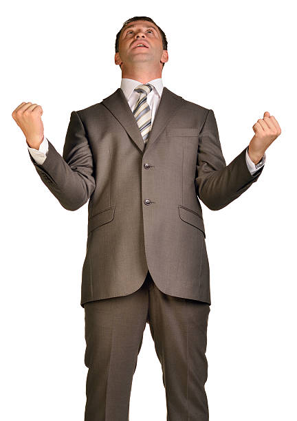 istock Joyful businessman raised his hands up 508466659
