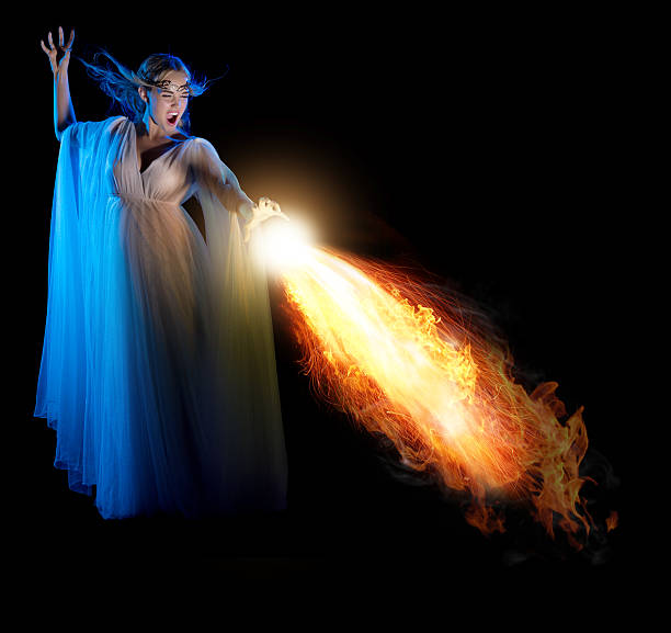 istock Young elven girl with flame 508467218