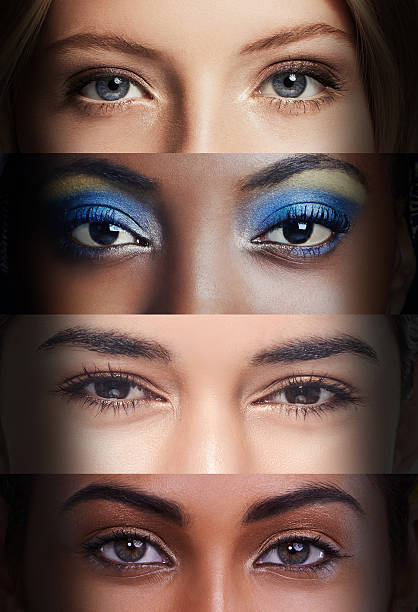 Showing their soul Cropped view of four women's eyes from different countries eyeshadow photos stock pictures, royalty-free photos & images