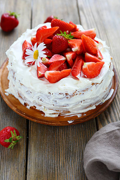 istock homemade round cake with strawberries 508469131