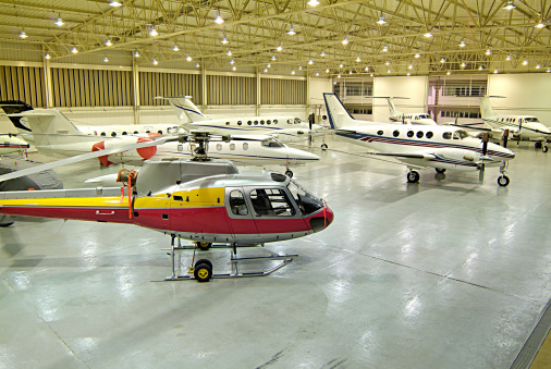 the plane in the hangar