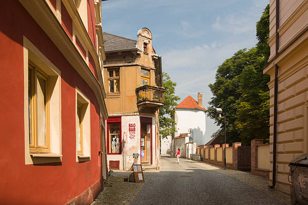 Tabor, Czech Republic - July 18, 2013: Tabor streets, Czech Rebublic. The town was founded in the spring of 1420 by Petr Hromadka. City is only now becoming popular among tourists. The city's architecture provides an understanding of how the city looked before.