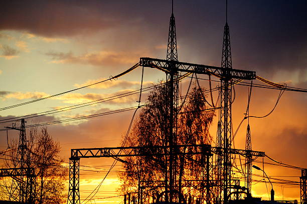 Electric substations stock photo