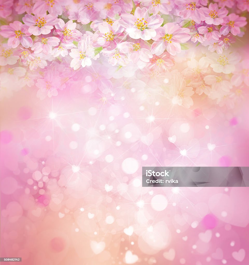 Blossoming sakura tree background. Blossoming sakura tree, floral, spring, bokeh background. Cherry Tree stock illustration