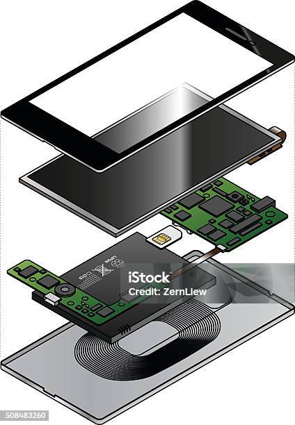 Explodable Phone Smartphone Exploded Stock Illustration - Download Image Now - Diagram ...