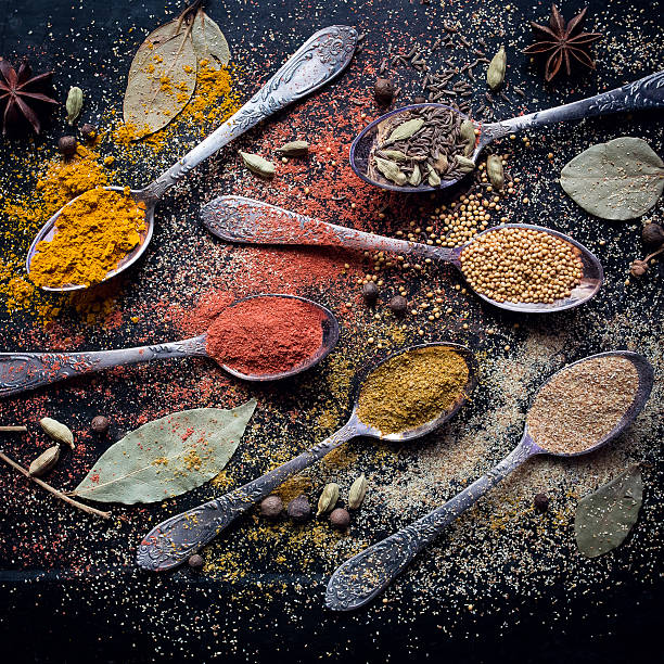 istock Food spice ingredients for cooking dark background 508483280