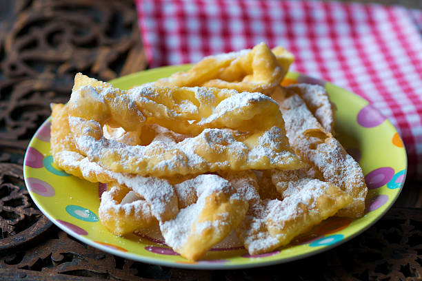 istock Flancat- crisp deep fried pastry dusted with powdered sugar. 508484858