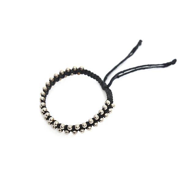 closeup leather bracelet on white background