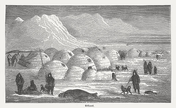 illustrations, cliparts, dessins animés et icônes de esquimaux en hiver, des gravures, publié en 1882 - sibiria