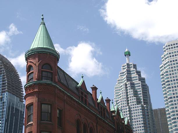 Gooderham Building landmark,Toronto Canada Flatiron historic landmark in Downtown flatiron building toronto stock pictures, royalty-free photos & images