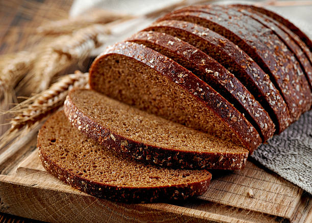 fresh rye bread stock photo