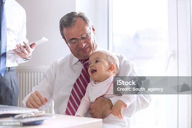 Baby And Grandfather Stock Photo - Download Image Now - 30-39 Years, Active Seniors, Adult