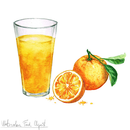 Watercolor Food Clipart Orange Juice Stock Illustration - Download Image  Now - Citrus Fruit, Fruit, Illustration - iStock