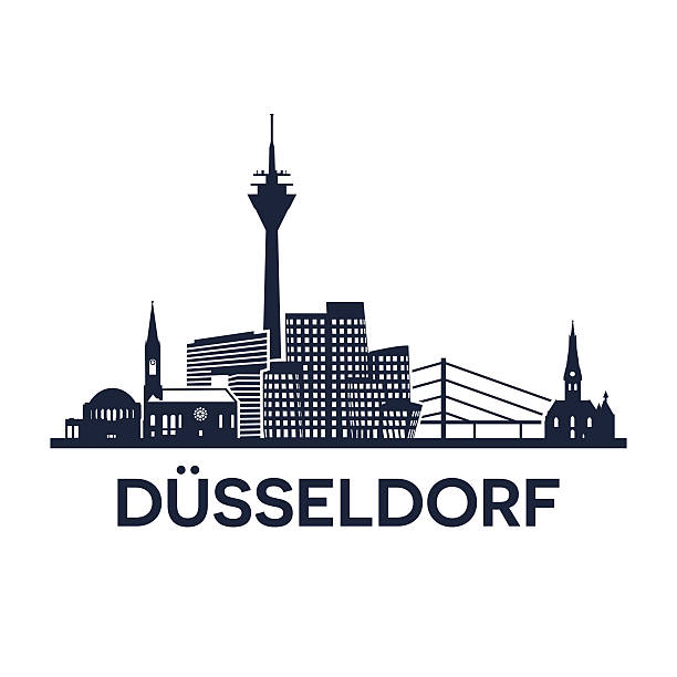 Duesseldorf Skyline Emblem Abstract skyline of city Duesseldorf in Germany, vector illustration düsseldorf stock illustrations