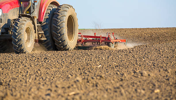 istock Close up shot of seedbed cultivator machine at work 508494328