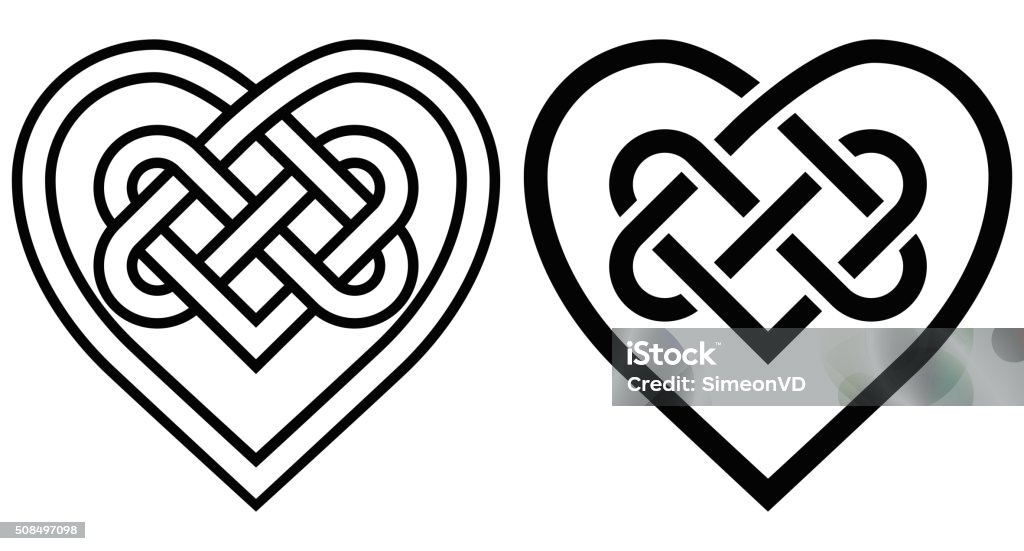 Intertwined Heart in Celtic Knot Intertwined Heart in Celtic Knot. Two Variants Heart Shape stock vector